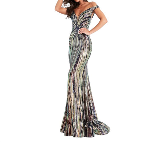 Jovani - Off-the-Shoulder Mermaid Dress
