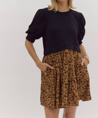 Entro - Puff Sleeve Midi Dress