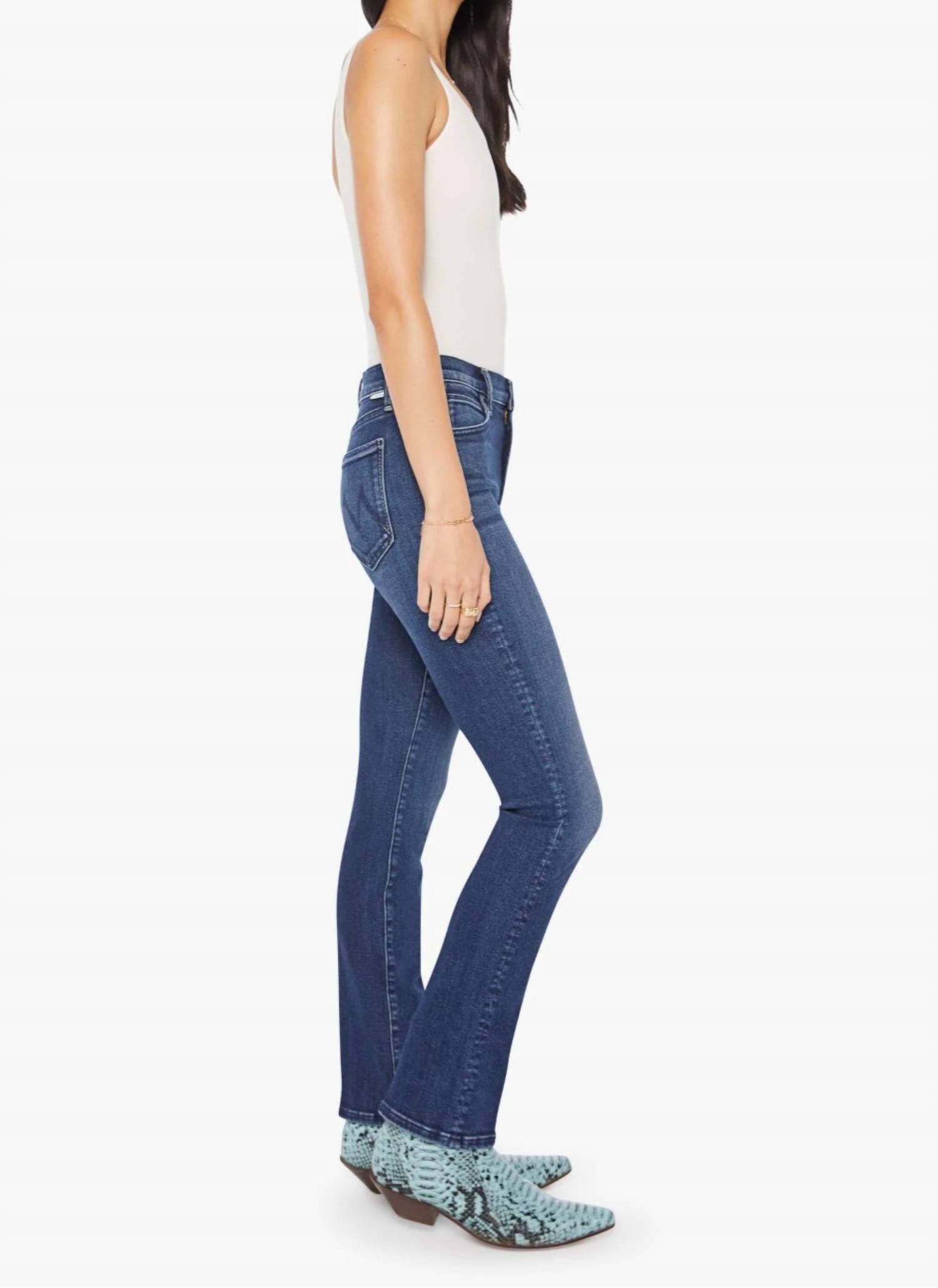 Mother The Rascal Skimp Mid-rise Straight Leg Jeans in you re a riot - women's jeans - detail view