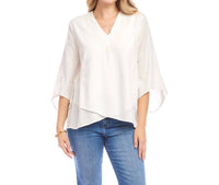 Karen Kane - Bracelet Sleeve Embroidered Asymmetric Top