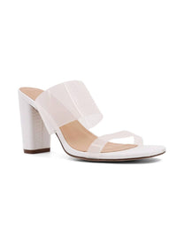 SHU SHOP Women's Gabrielle Clear Strap Block Heel in white - women's heels