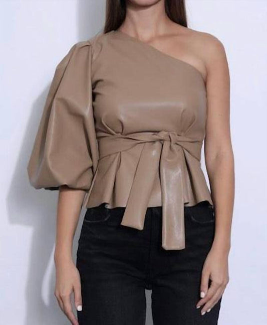 Karina Grimaldi - Faux Leather One Shoulder Top