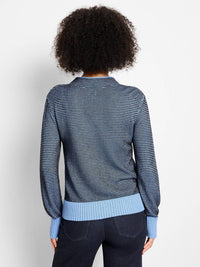 Nic + Zoe - Funnel Neck Pixel Knit Sweater