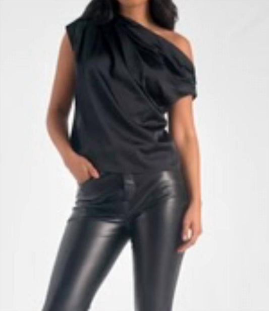 Elan - Shiny Cinched Shoulder Top