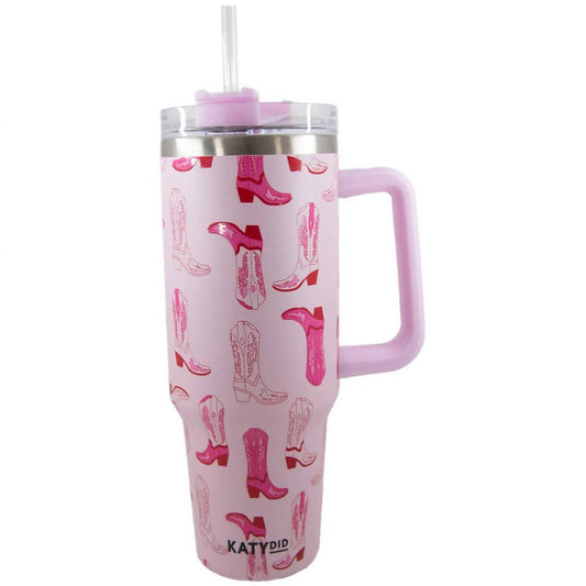 Katydid - Western Boots Printed Stainless Steel Tumbler 40 Oz With Handle