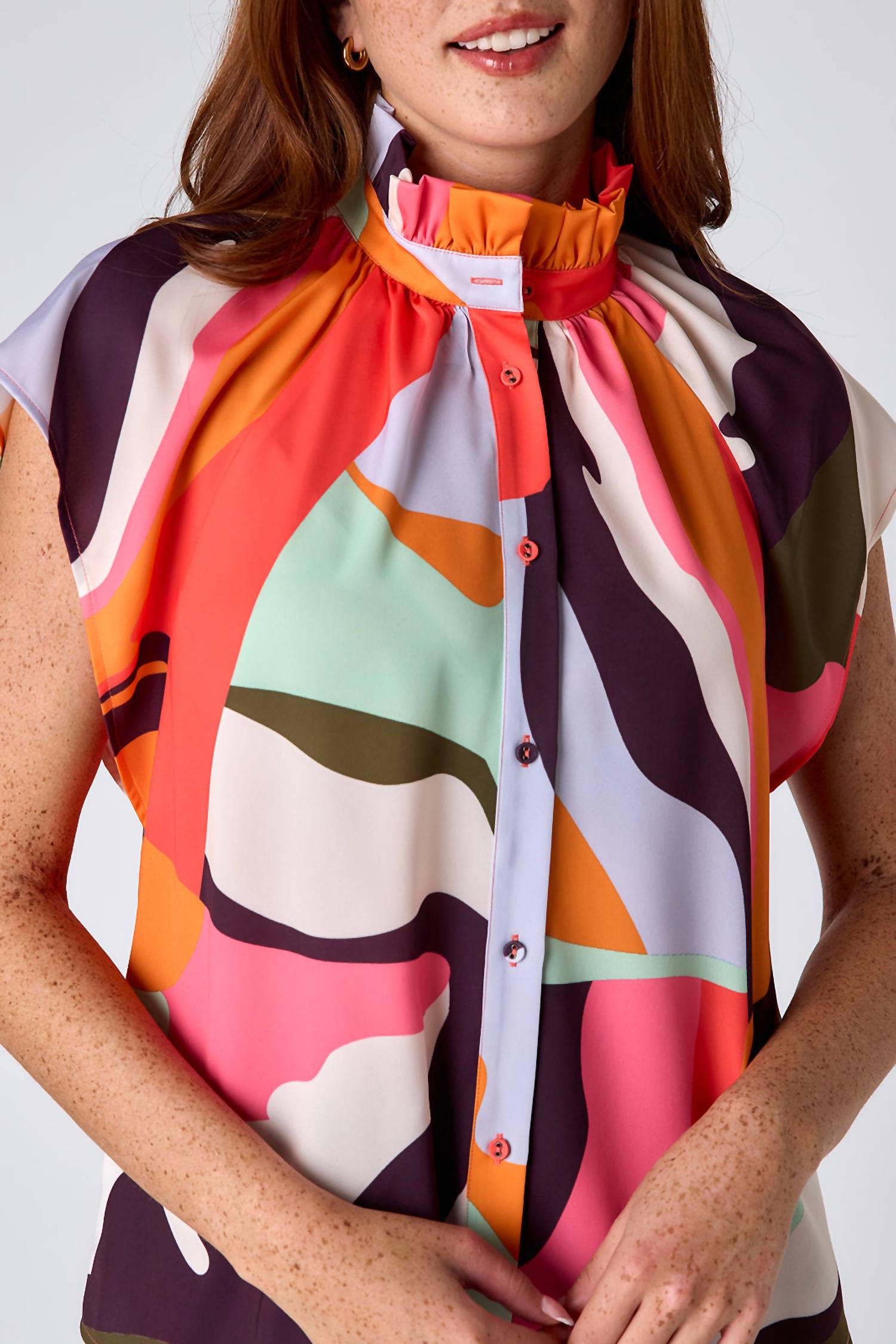 Crosby by Mollie Burch Billie Short-sleeved Blouse in rocky top - women's blouse - alternate view