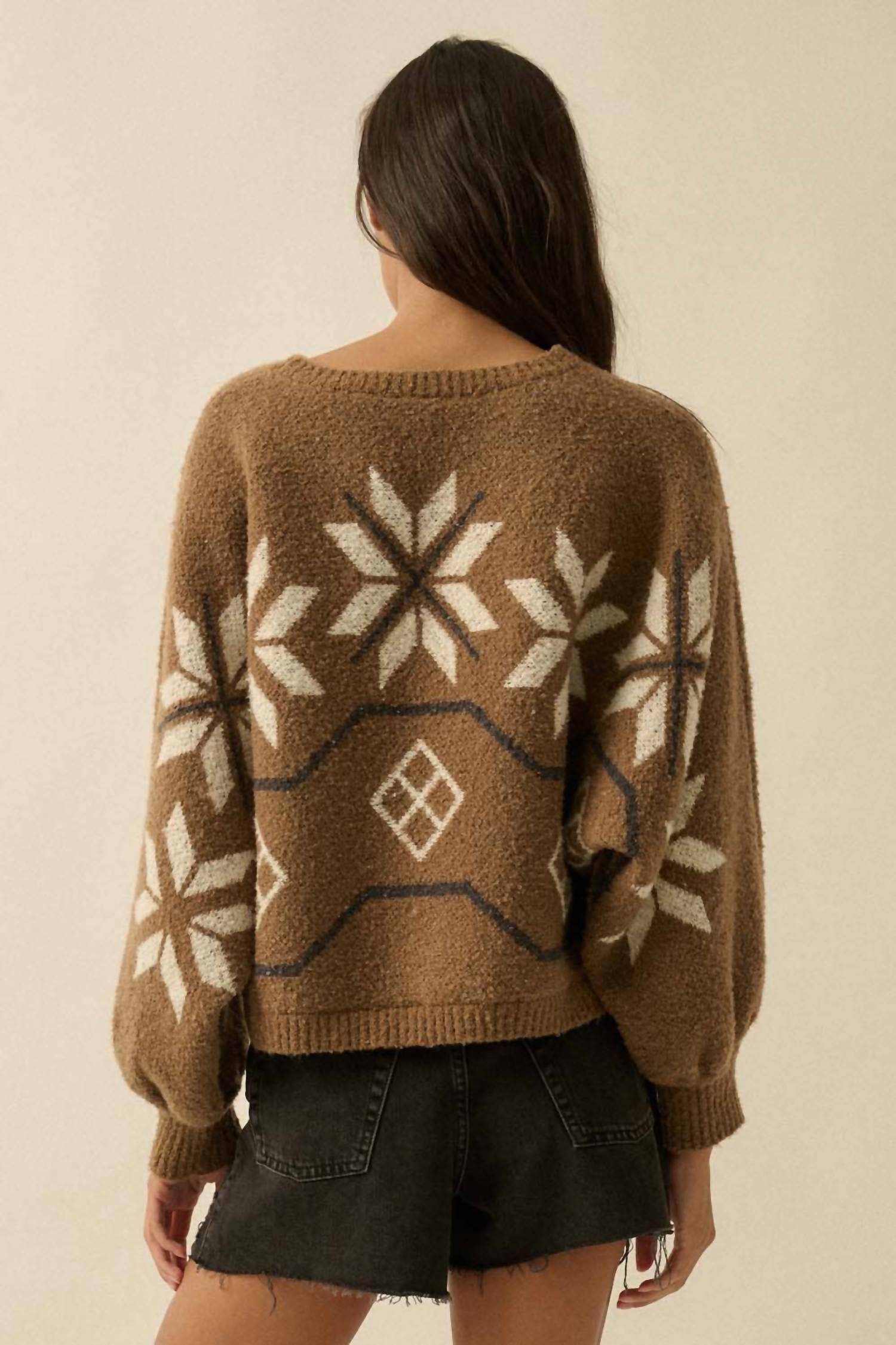 Promesa - Textured Alipine-Knit Dolman-Sleeve Sweater