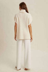 WISHLIST Turtle Neck Sweater Pant Set in white - women's sleepwear - detail view