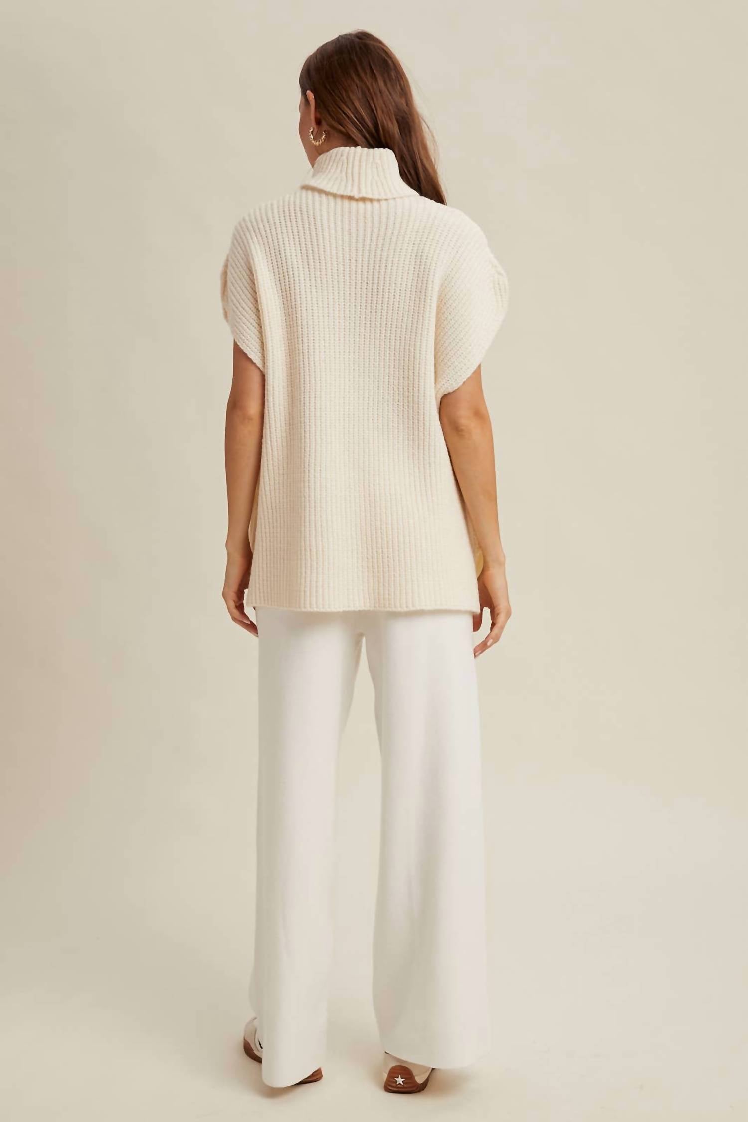 WISHLIST Turtle Neck Sweater Pant Set in white - women's sleepwear - detail view