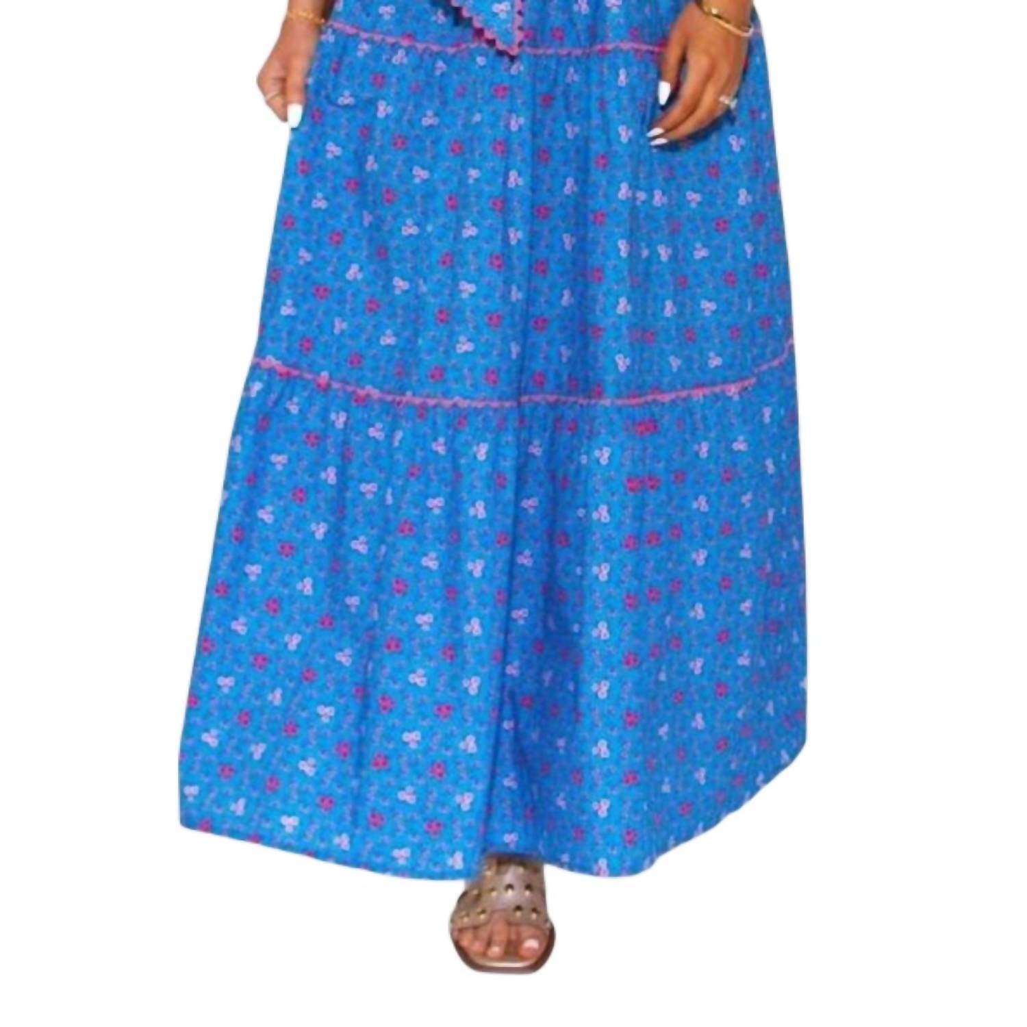 Peach Love Floral Print Front Bow Dress in blue - women's dress - alternate view