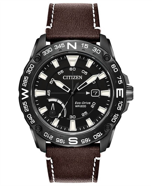 Citizen - Men's Eco-Drive Leather Strap Watch