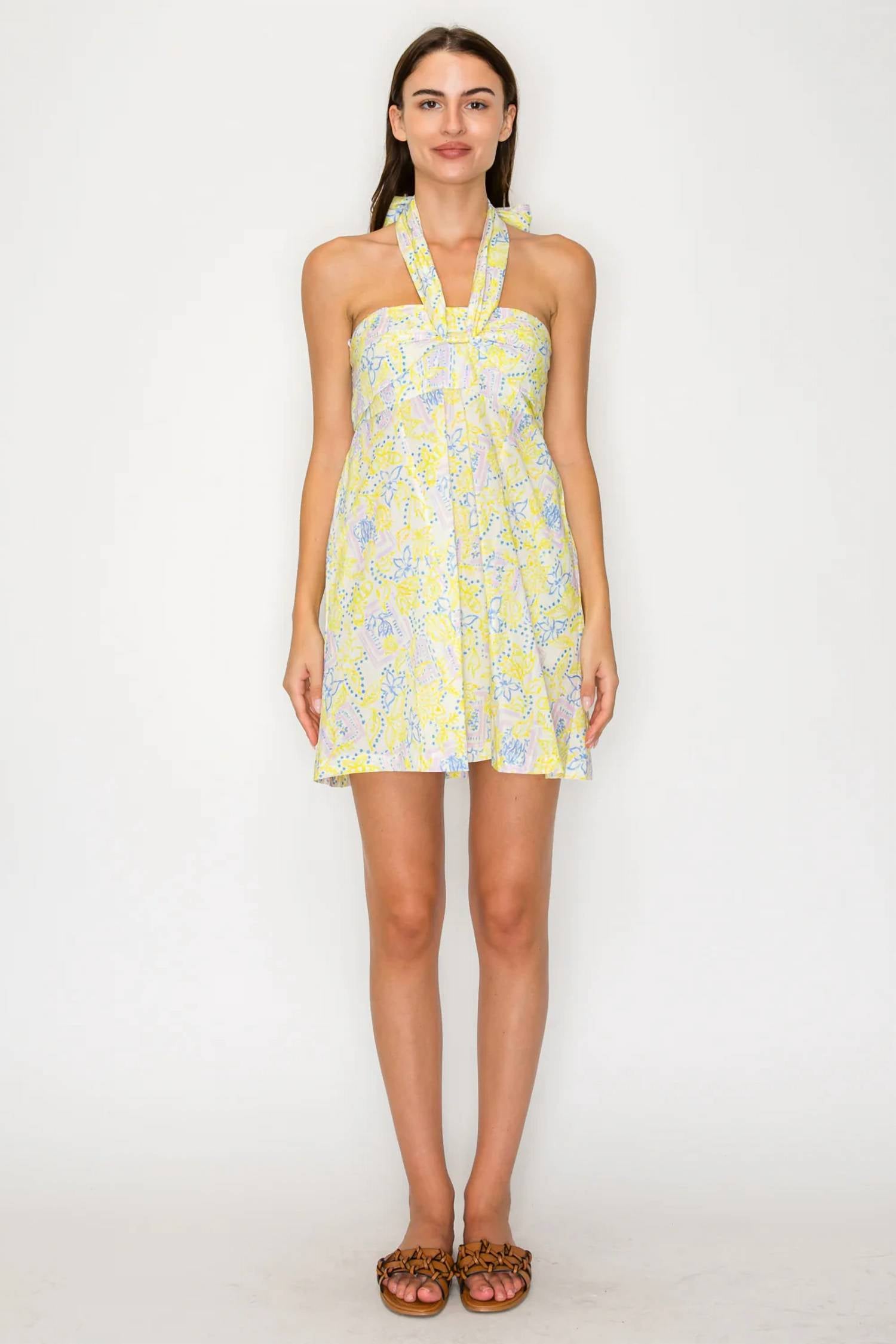 Meet Me In Santorini - Halter Mini Dress
