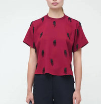 SIMKHAI Abelia Embellished Top in oxblood - women's t-shirt - view 4