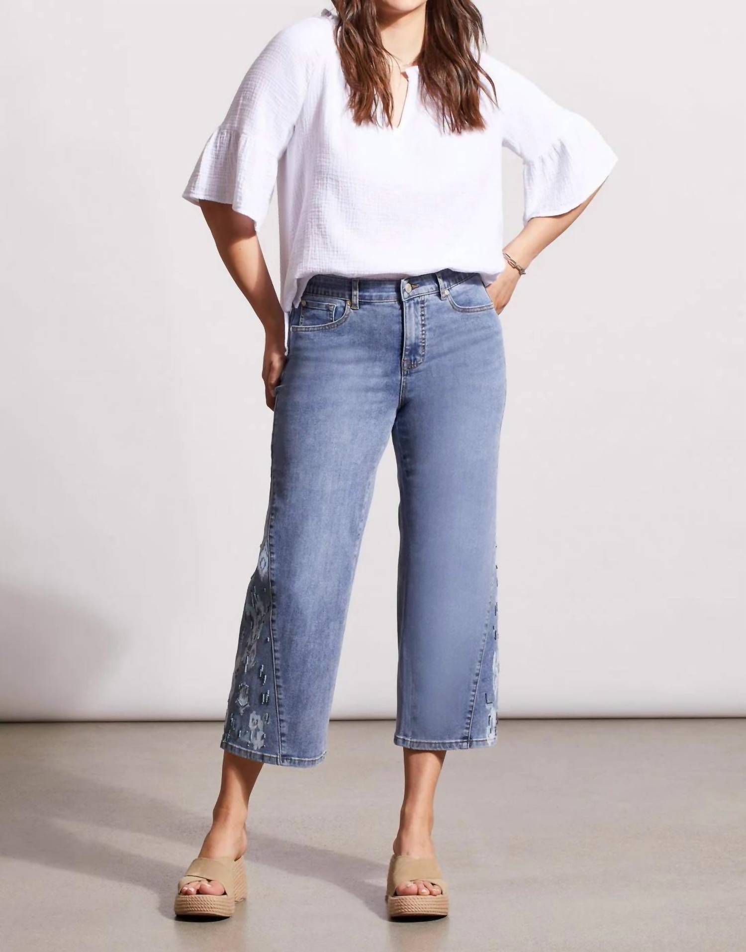 TRIBAL Winslet Cotton Gauze Raglan Sleeve Top - in white - women's blouse - alternate view
