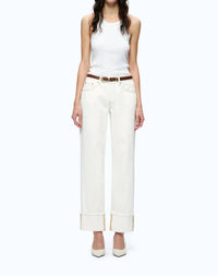 Bayeas - Mid Rise Cuffed Straight Leg Pants