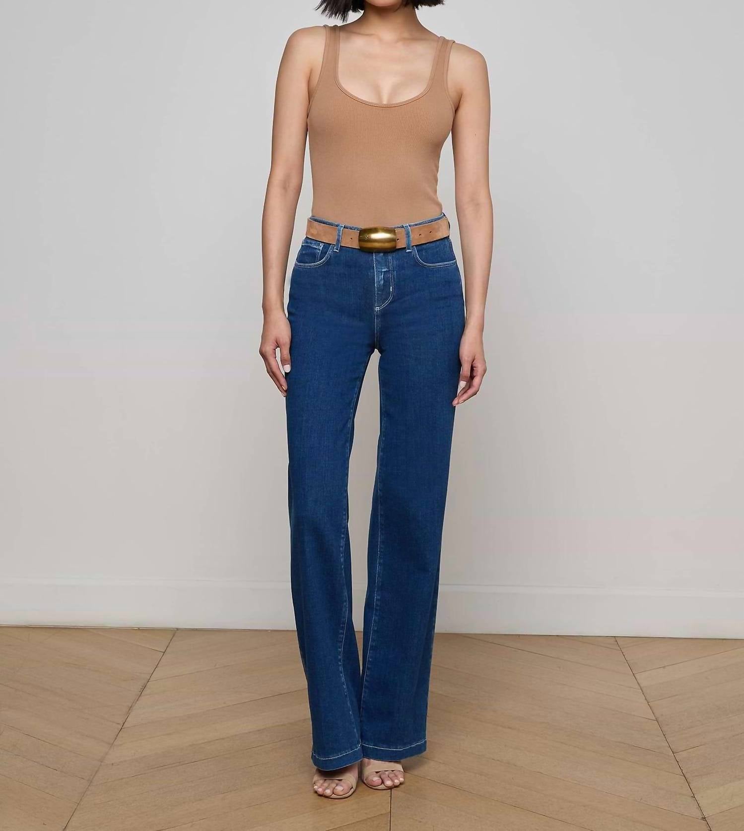 L'Agence - Clayton High Rise Wide Leg Jeans