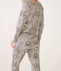 MONROW Snake Raglan Sweater in heather grey - women's sweater - alternate view
