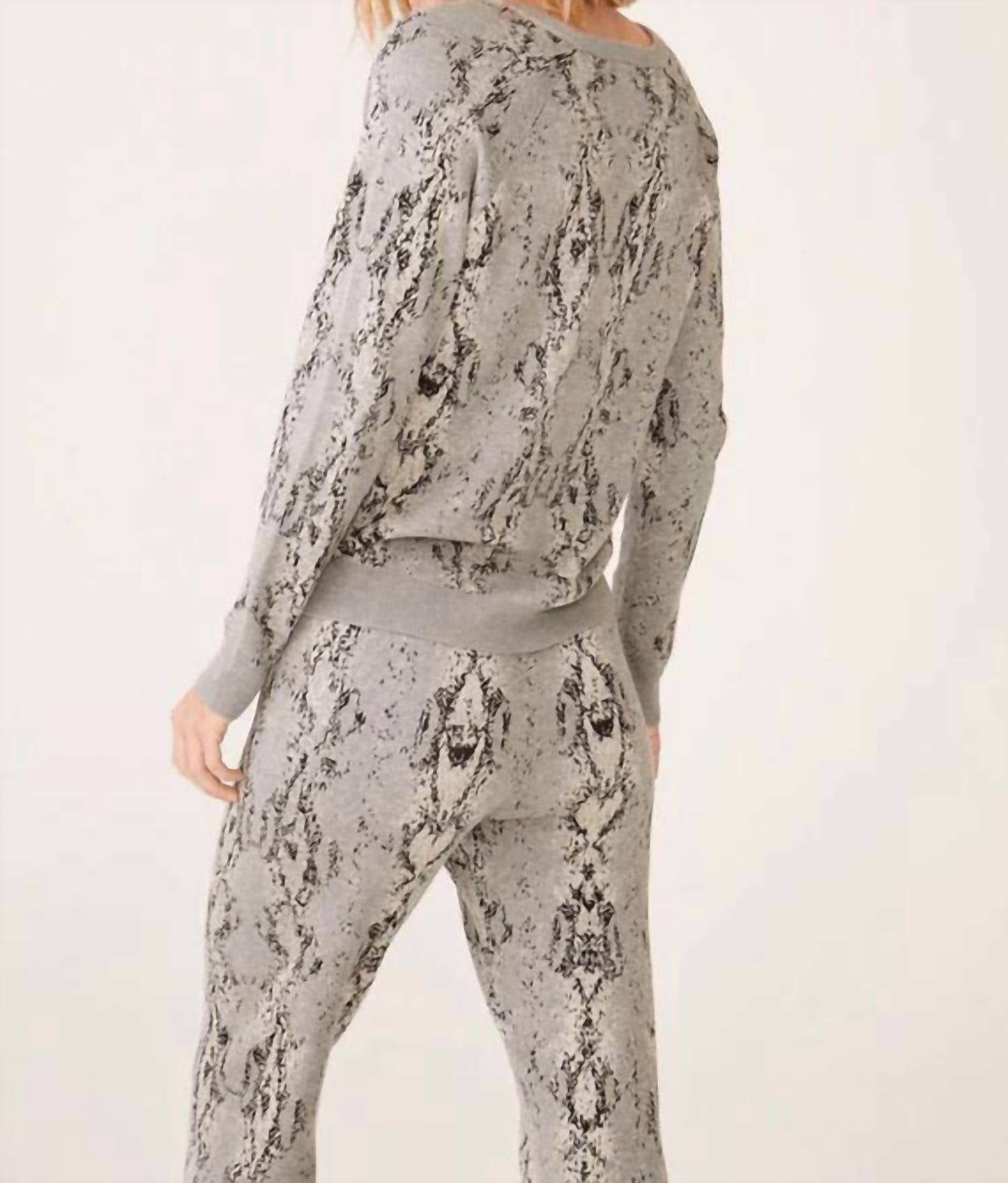 MONROW Snake Raglan Sweater in heather grey - women's sweater - alternate view