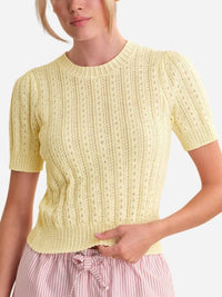 525 America - Arden Pointelle Puff Sleeve Pullover Sweater