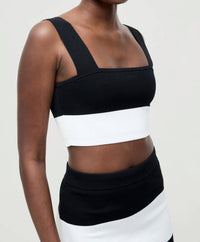 FRENCH CONNECTION Bodycon Knit Top in black summer white stripe - women's t-shirt - view 4