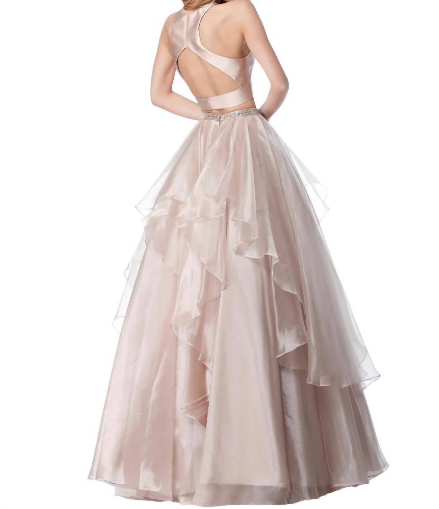 Sherri Hill - Two-Piece Satin Top Chiffon Skirt Prom Dress