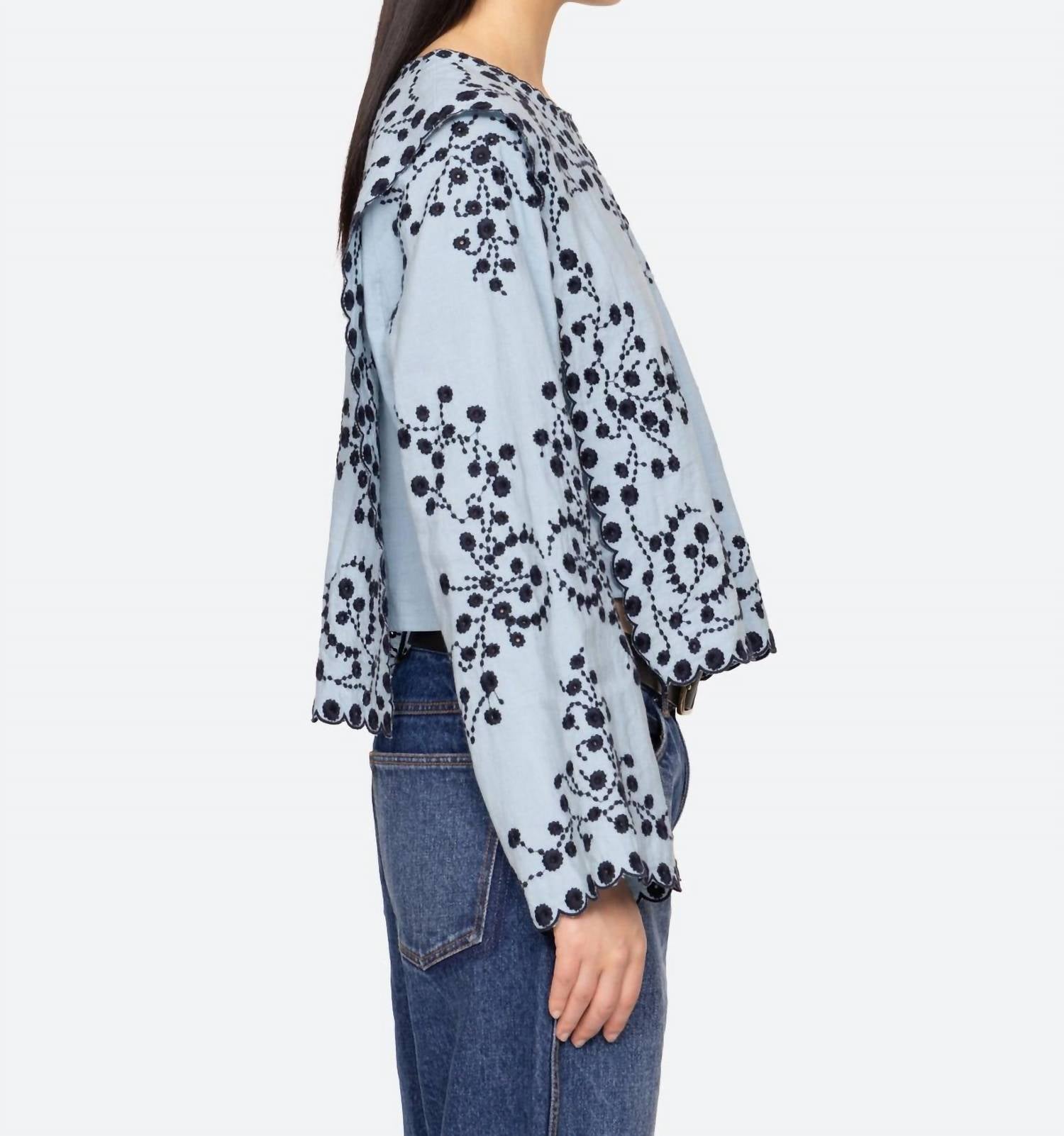Sea - Frances Long Sleeve Embroidered Top