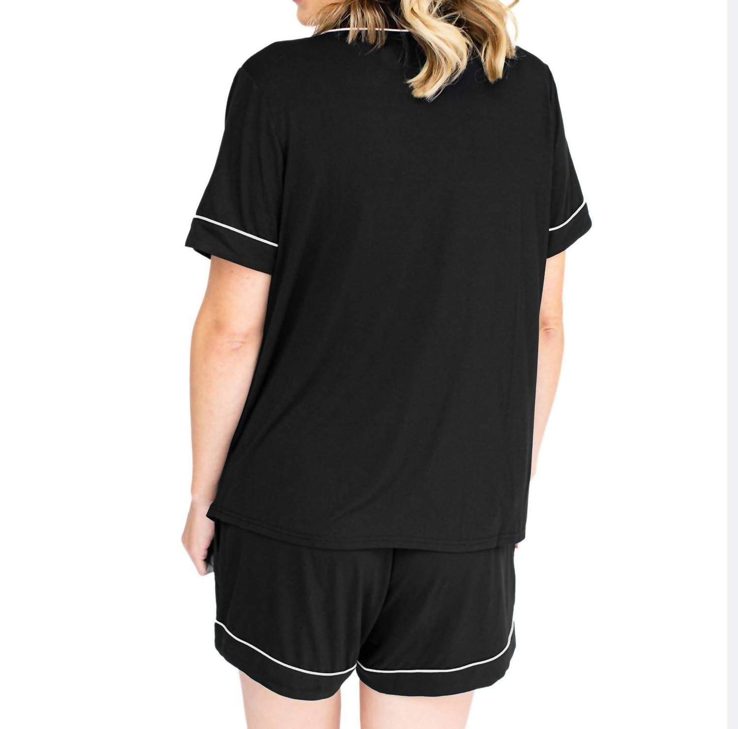 Kindred Bravely Bamboo Maternity & Postpartum Short Sleeve Pajama Set in black - women's intimate - alternate view