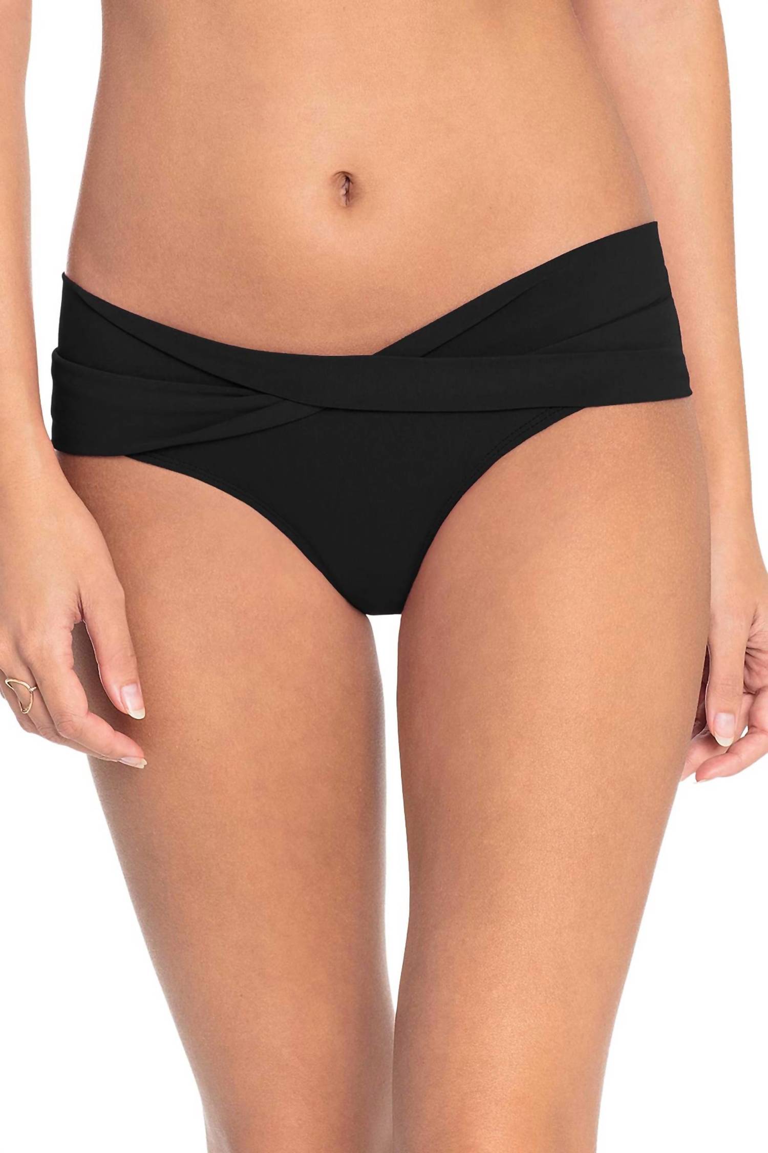 Robin Piccone Ava Twist Bikini Bottom in black - women's swimwear