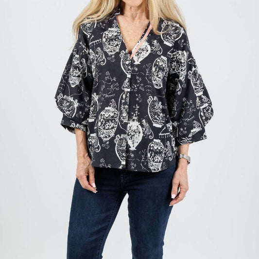 Dizzy-Lizzie - Women's Oversized Puff Sleeve Shirt