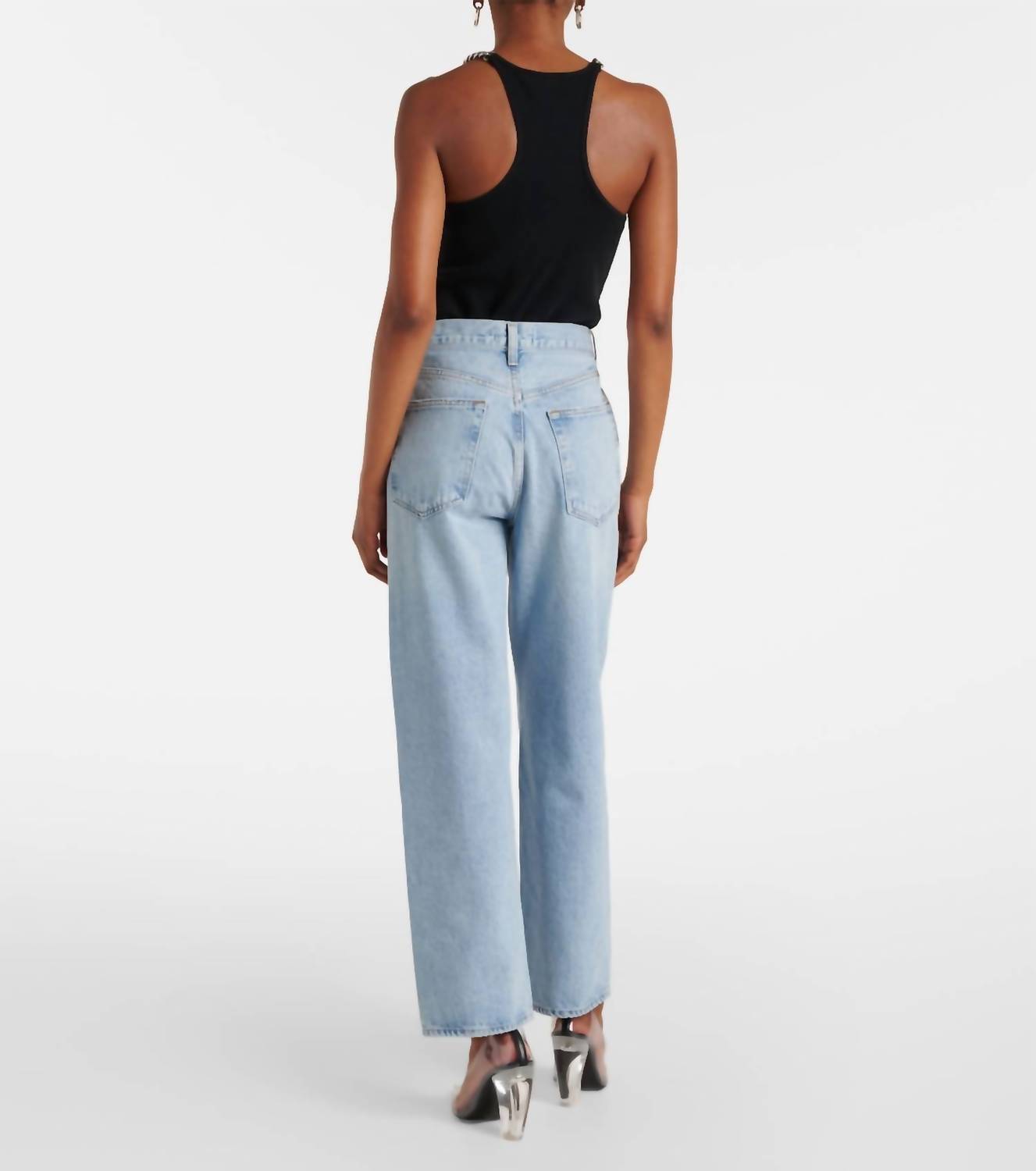 AGOLDE Women's V Waist Baggy High Rise Jeans in prevail - women's jeans - detail view