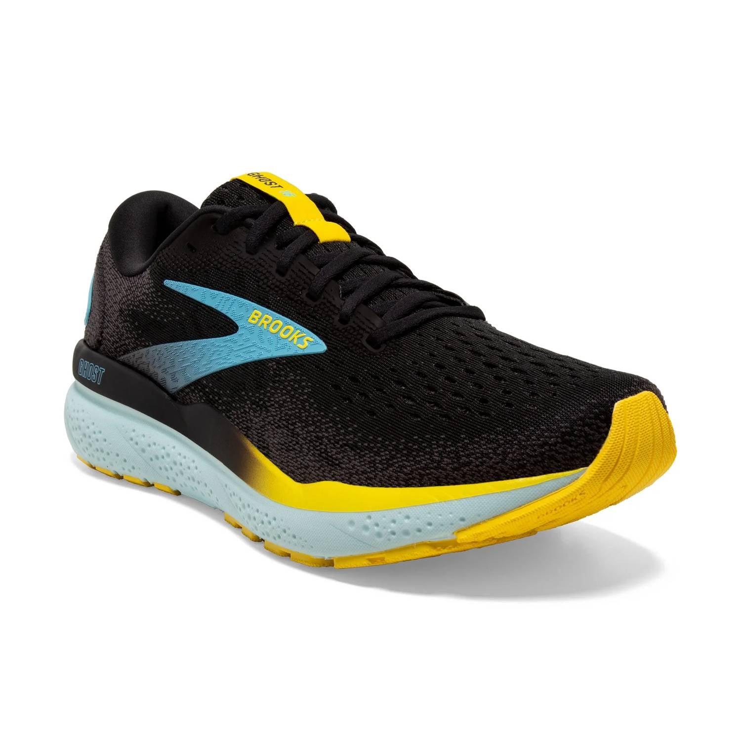 BROOKS Men's Ghost 16 Running Shoes in black forged iron blue - men's shoe - detail view