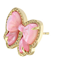 Kendra Scott Women's Haley Bow Stud Earrings in gold blush ivory mother of pearl - women's jewelry