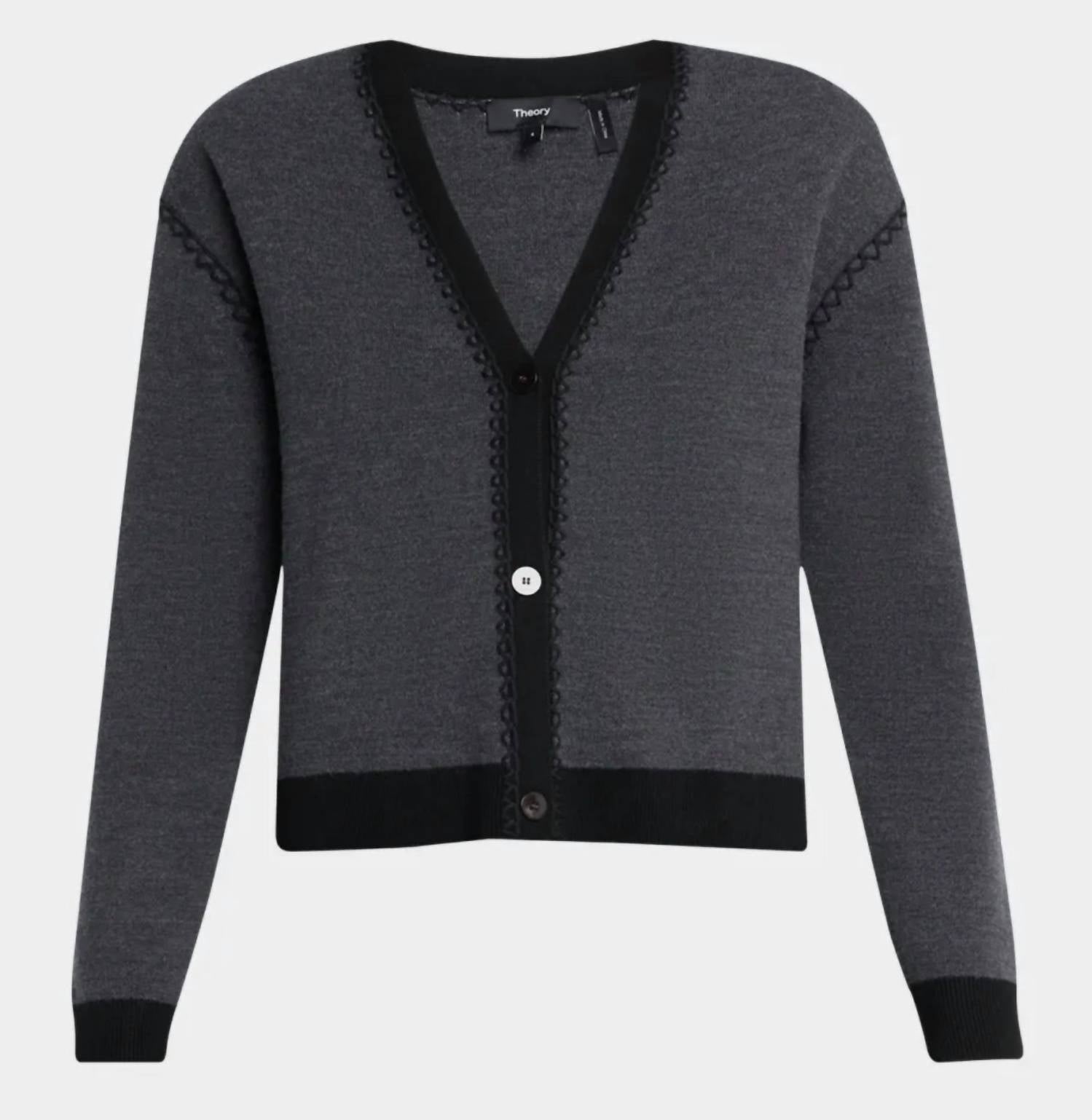 Theory - Blanket Stitch Merino Wool Cardigan