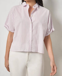 Lilla P - Striped Oversized Button Down Dolman Top
