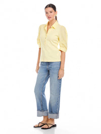 Fifteen Twenty - Camden Contrast Pleat Sleeve Henley Top
