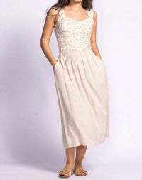 PINK MARTINI Carter Linen Midi Skirt in beige - women's skirt - alternate view