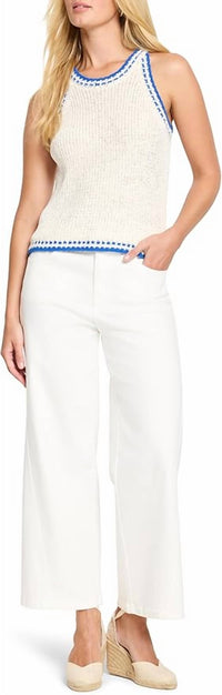 Nic + Zoe Women's Coastline Knit Tank Top in cream multi - women's tank top - detail view
