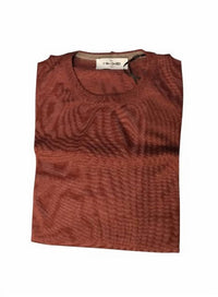 Gran Sasso Men's Classic Crew Long Sleeve Tee in brick - men's long sleeve top - detail view