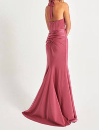 FAVIANA Halter Neck Corset Prom Dress in rose - women's dress - detail view