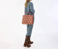 Wrangler Aztec Studded Tote & Crossbody bag in pink - women's bag - detail view