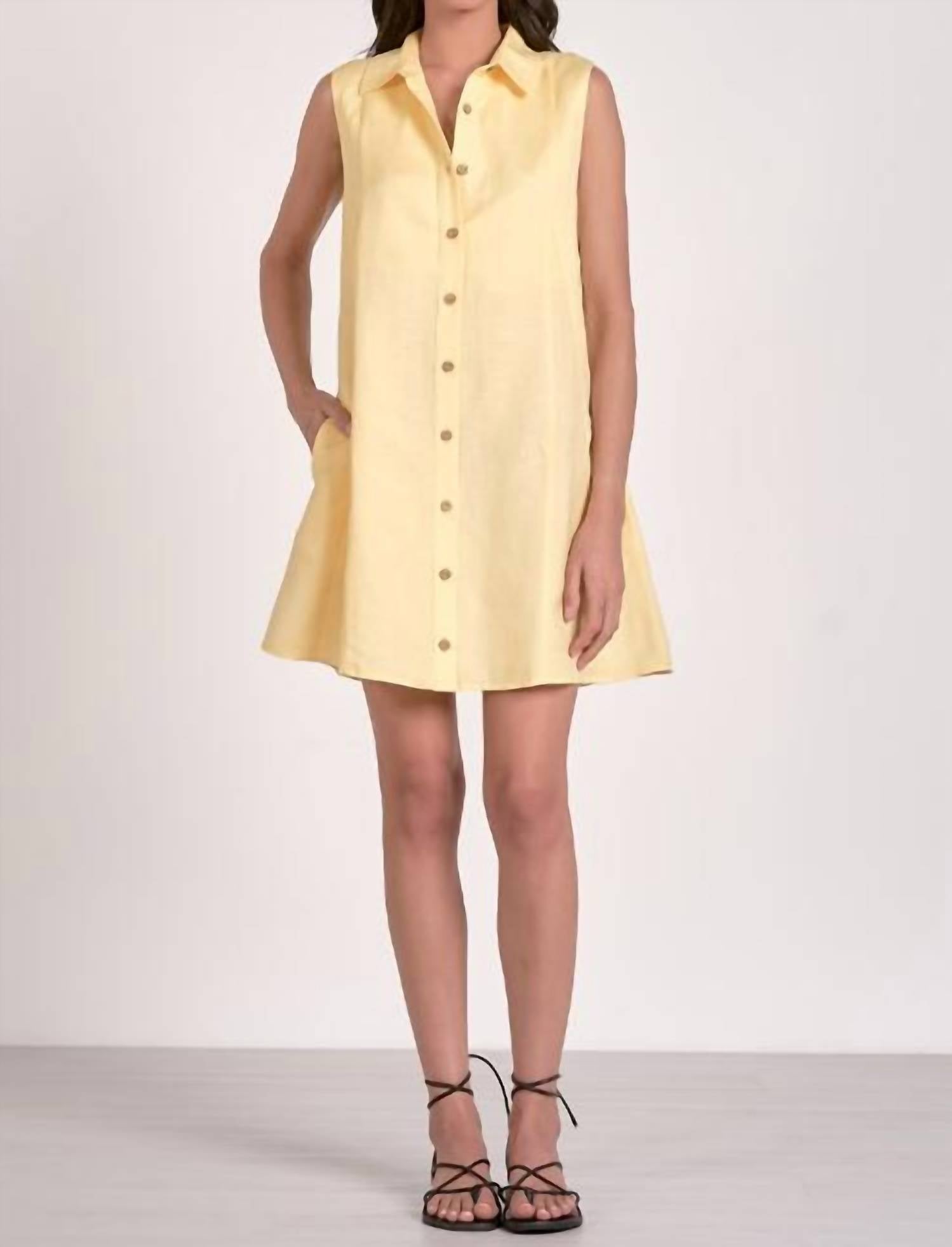 ELAN Daffodil Linen Dress in yellow - women's dress
