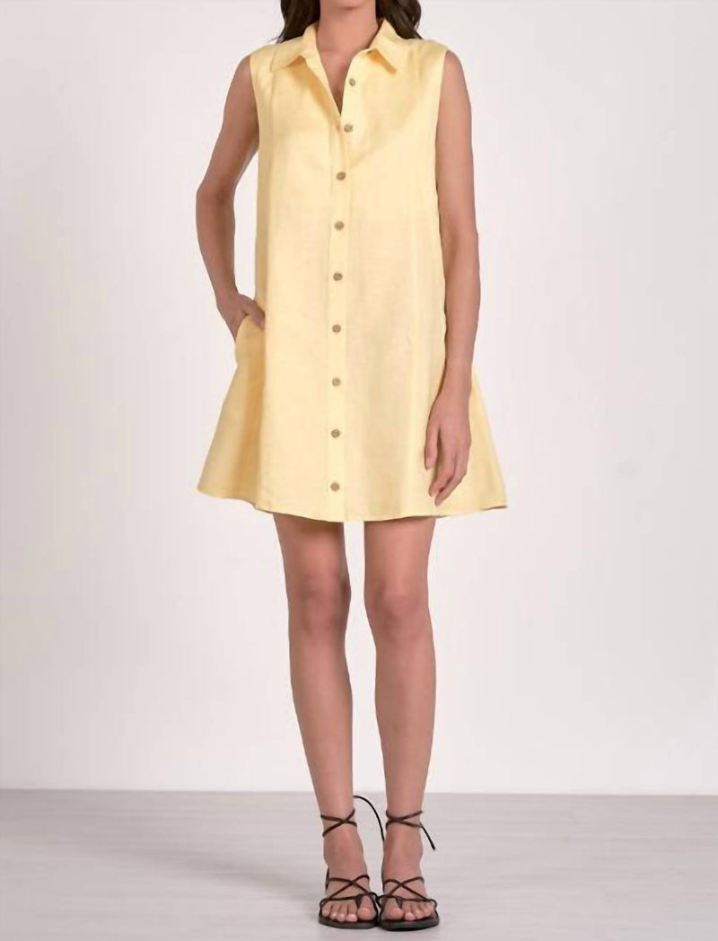 ELAN Daffodil Linen Dress in yellow - women's dress