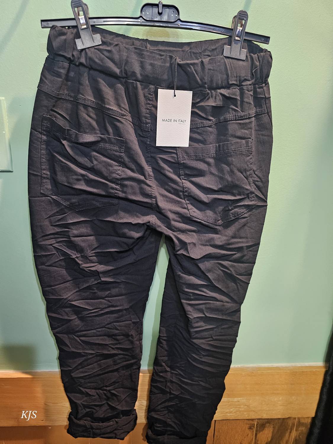 Made In Italy - Women's Embroidered Italian Crinkle Joggers