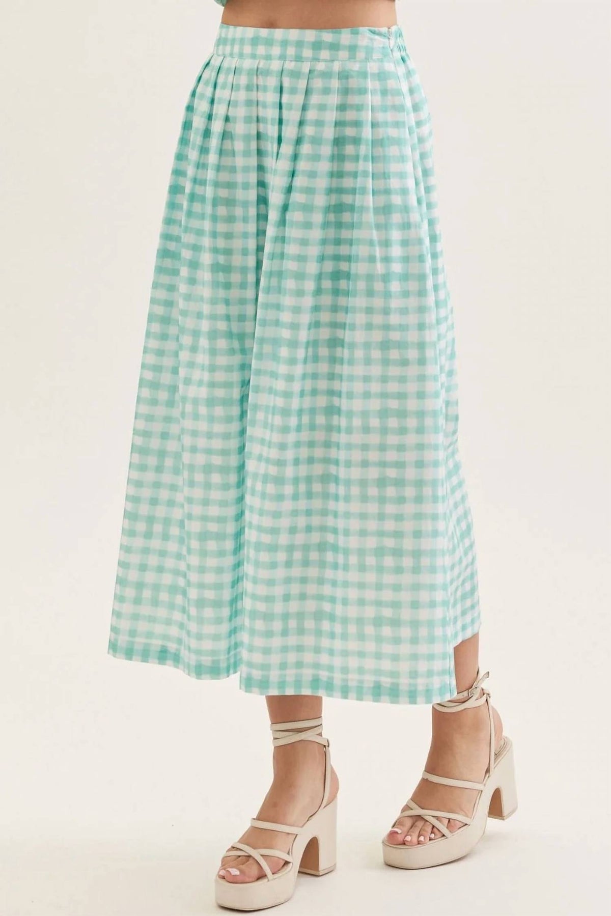 Entro - Gingham Midi Skirt Set