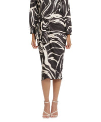 Donna Morgan - Tied Waist Marble Print Midi Dress