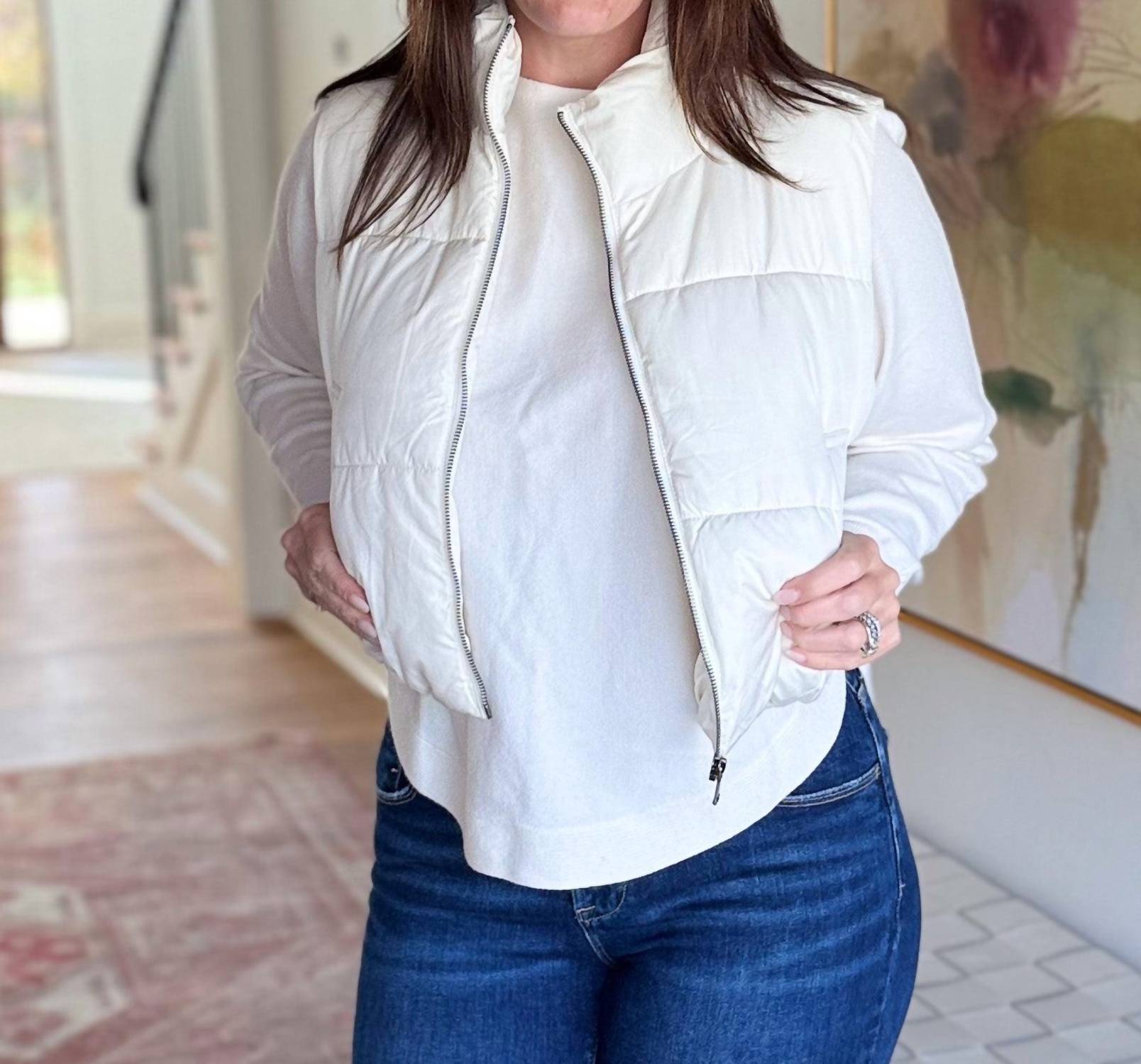 Double Zero Cloud Zip Up Puffer Vest in white - women's jacket