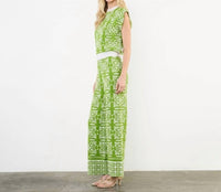 THML Floral Pattern Knit Pants in green - women's pants - detail view