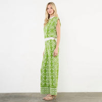 THML Floral Pattern Knit Pants in green - women's pants - alternate view
