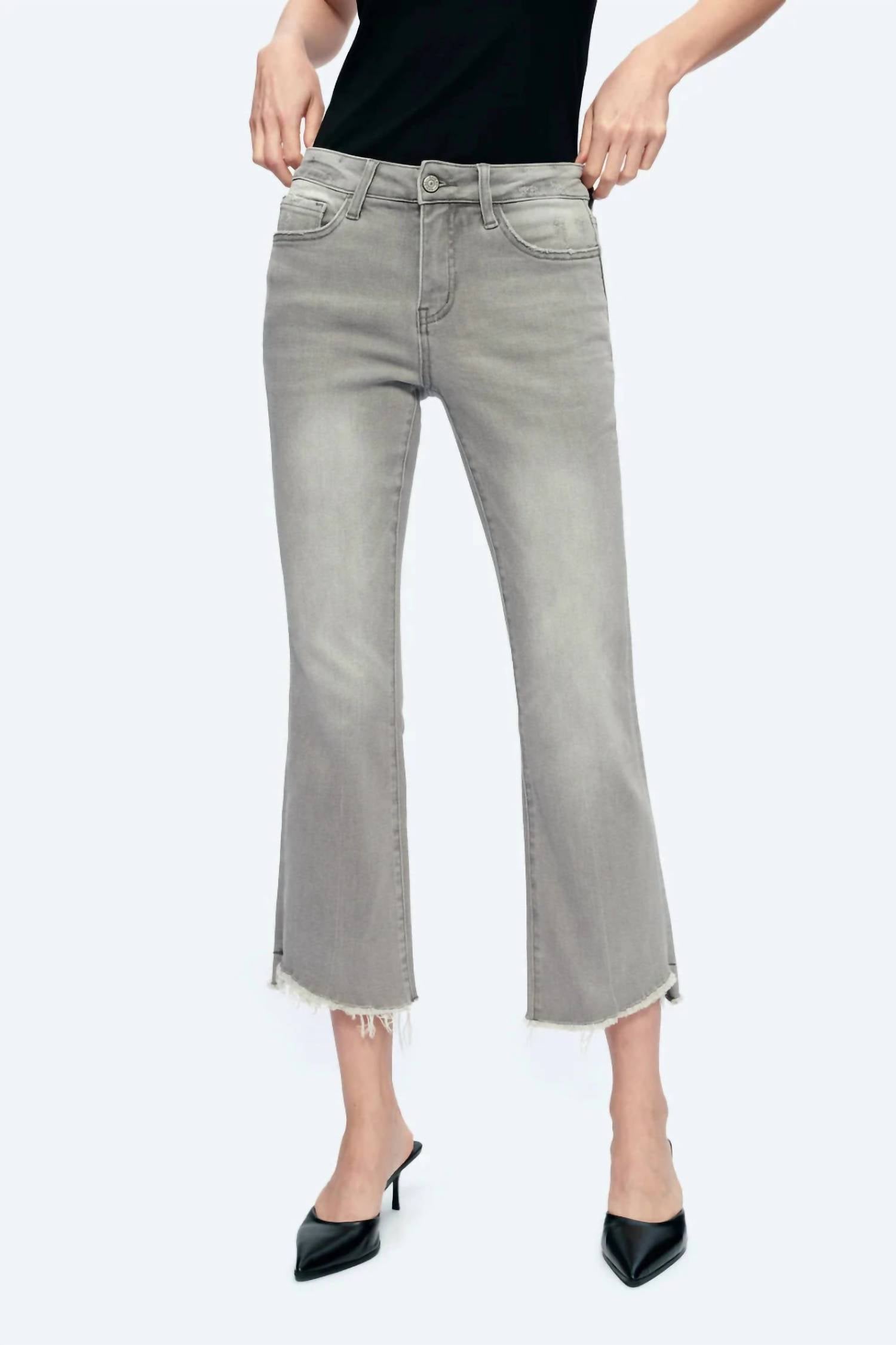 Bayeas - High-rise Straight Ankle Jeans With Raw Hem