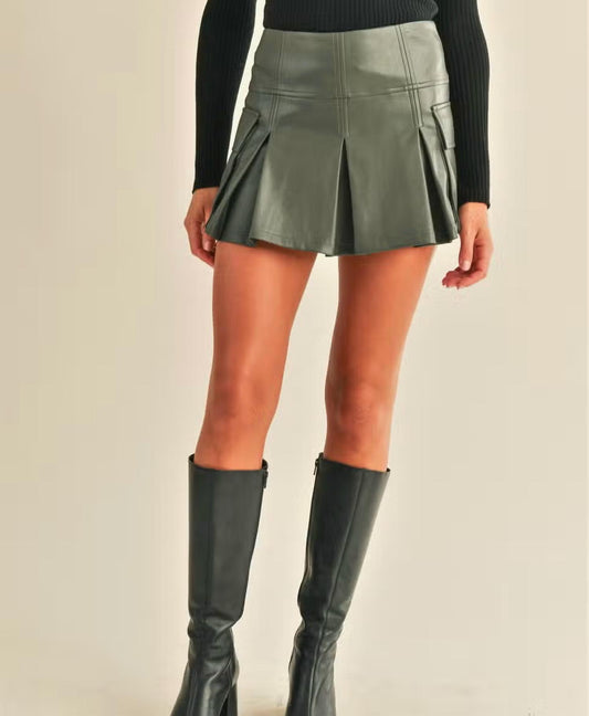 Pleated Cargo Skort